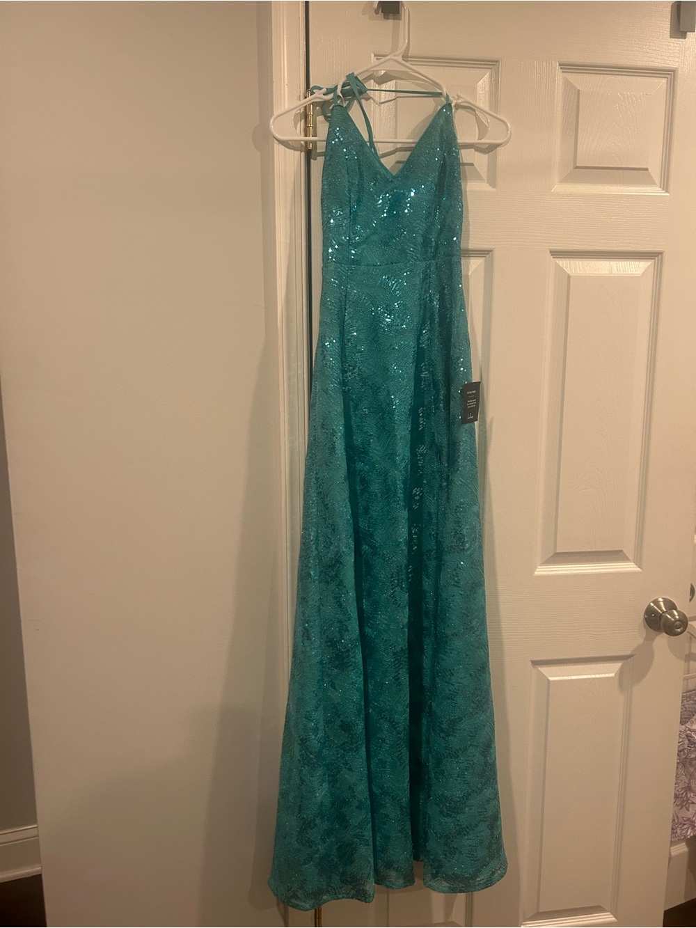 Lulu's Teal Sequin Evening Dress